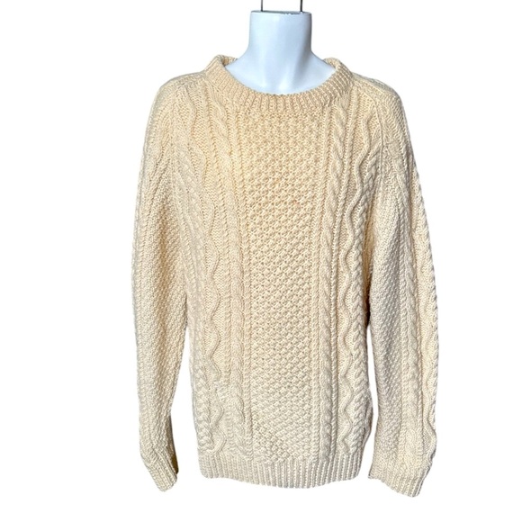 Vintage McKennas Chunky Wool Hand Knit Irish Fisherman Sweater,XLTall Slim Fit) - Picture 1 of 10